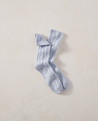 Ann Taylor Haven Well Within Cashmere Cable Knit Socks In Blue