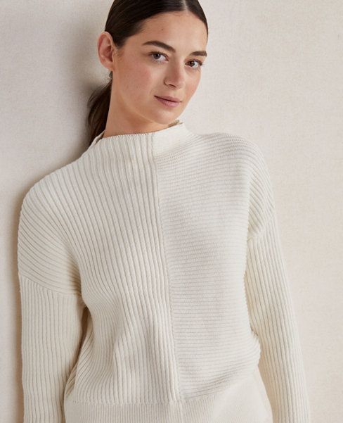 Haven Well Within Organic Cotton Mixed Rib Mock Neck Sweater