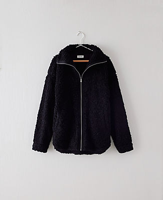 Ann Taylor Haven Well Within Sherpa Zip Jacket In Black