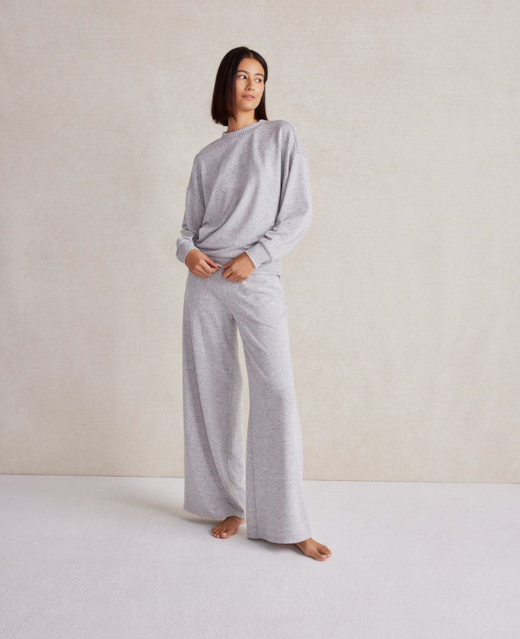 Sweater-Knit Wide-Leg Lounge Pants