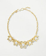 Pearlized Textured Metal Flower Statement Necklace carousel Product Image 1