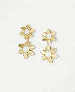 Pearlized Textured Flower Drop Earrings carousel Product Image 1