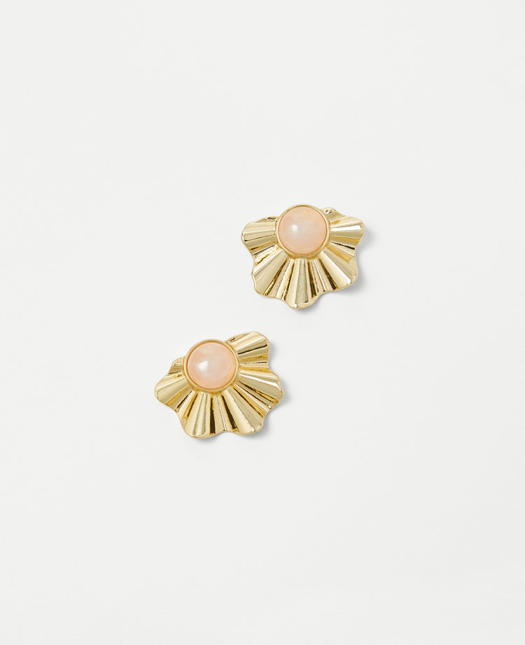 Ann Taylor Metal Half Flower Stud Earrings Women's