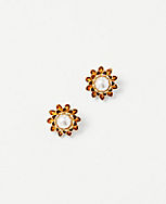 Pearlized Metal Flower Stud Earrings carousel Product Image 1