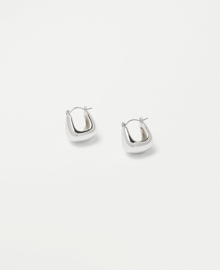 Chunky Hoop Earrings - Silvertone