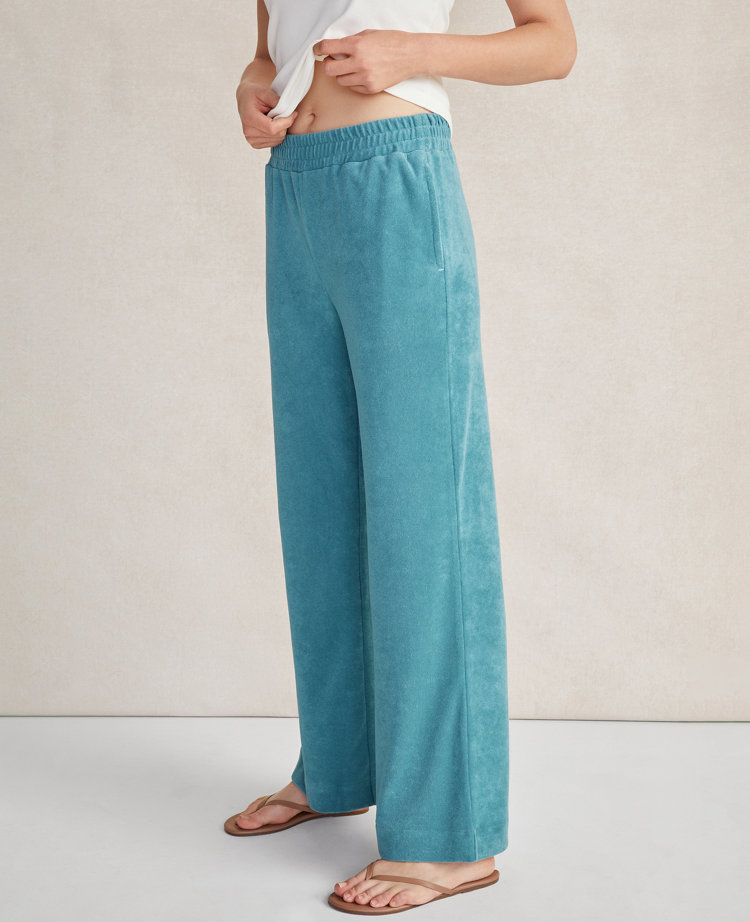 Ann Taylor Haven Well Within Terrycloth Full Length Pants Blue Ocean Women's