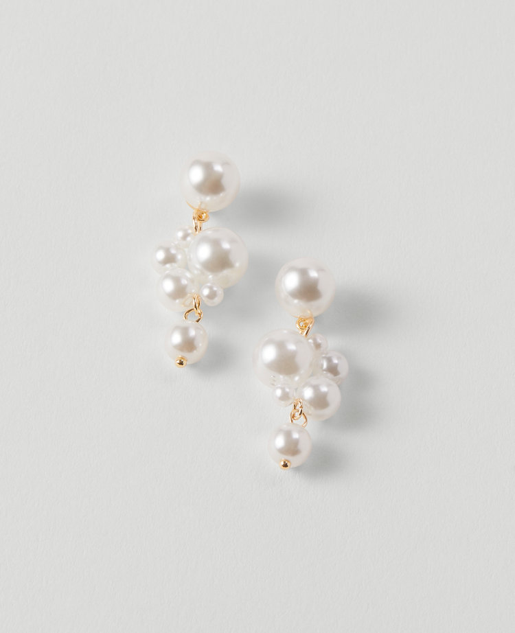 Pearlized Cluster Drop Earrings