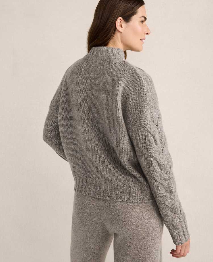 Haven Well Within Cashmere Honeycomb Cable Mockneck Sweater