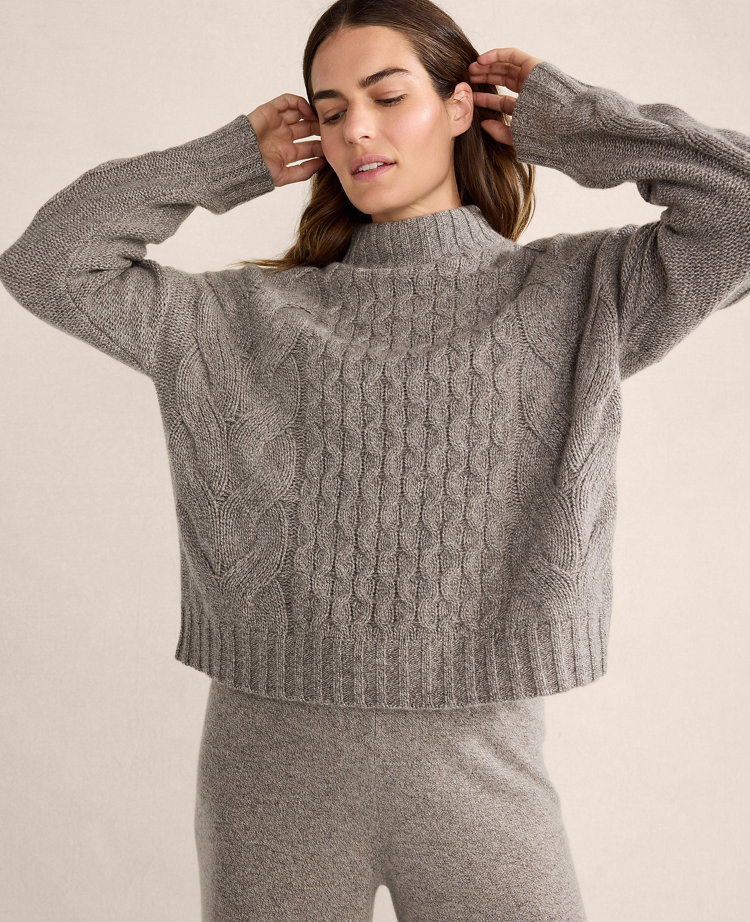 Haven Well Within Cashmere Honeycomb Cable Mockneck Sweater carousel Product Image 3