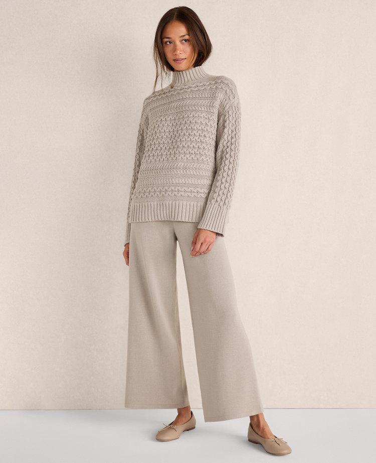 Haven Well Within Organic Cotton Cable Knit Funnel Neck Sweater