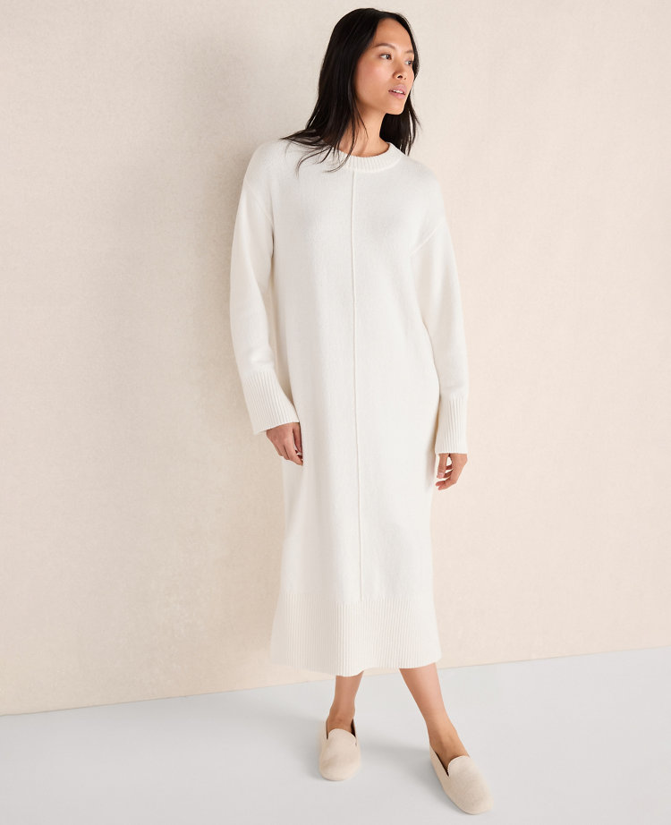Ann Taylor Haven Well Within Organic Cotton Midi Dress In Ivory