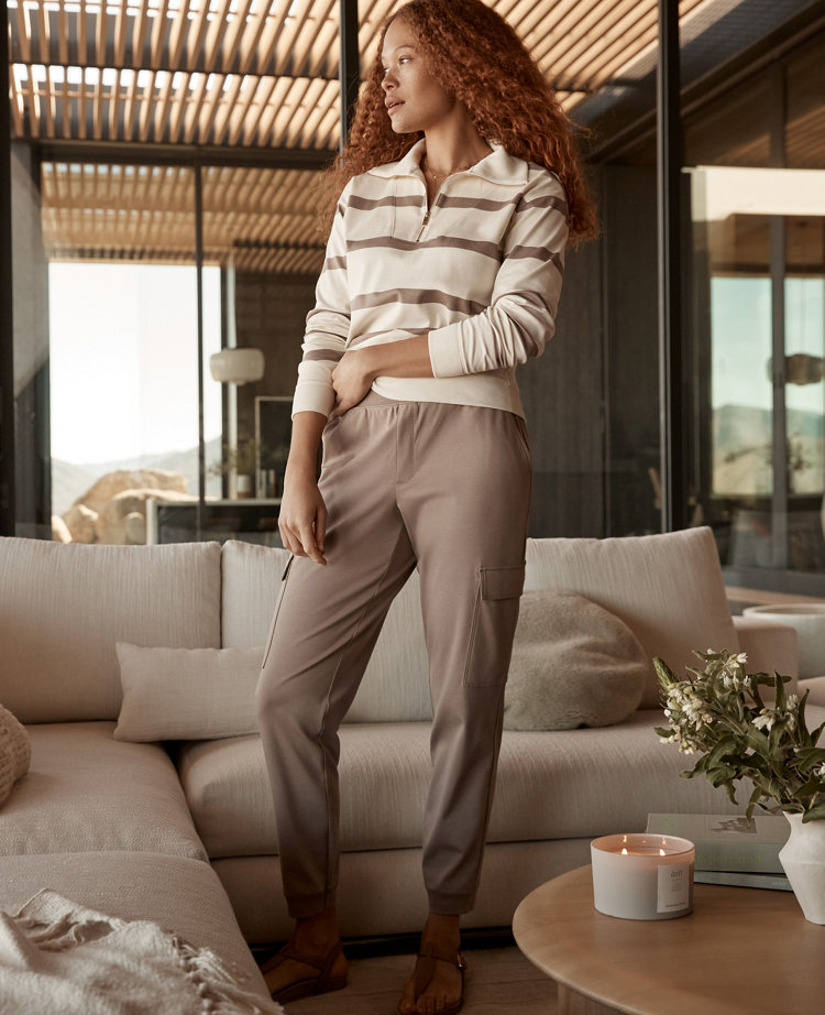 Haven Well Within Organic Cotton Interlock Striped Quarter Zip