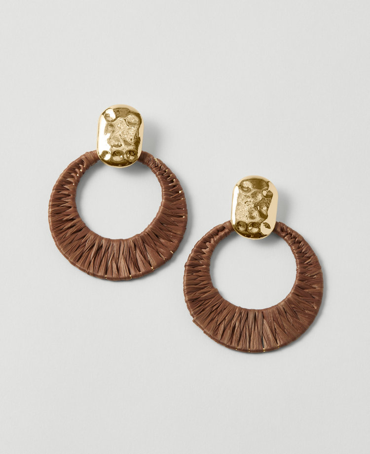 Raffia Wrapped Hoop Earrings