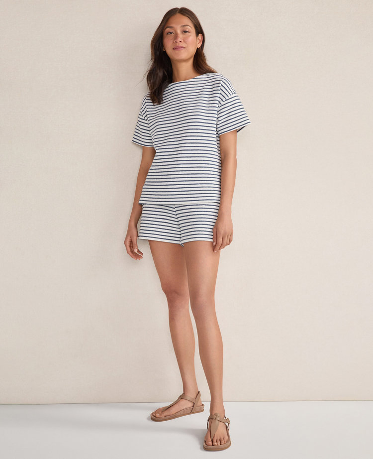 Ann Taylor Haven Well Within Cotton Blend Textured Stripe Shorts