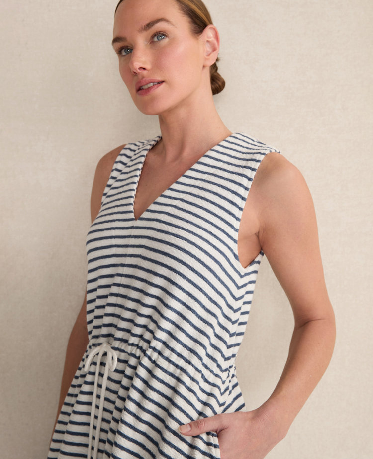 Haven Well Within Cotton Blend Textured Stripe Midi Dress