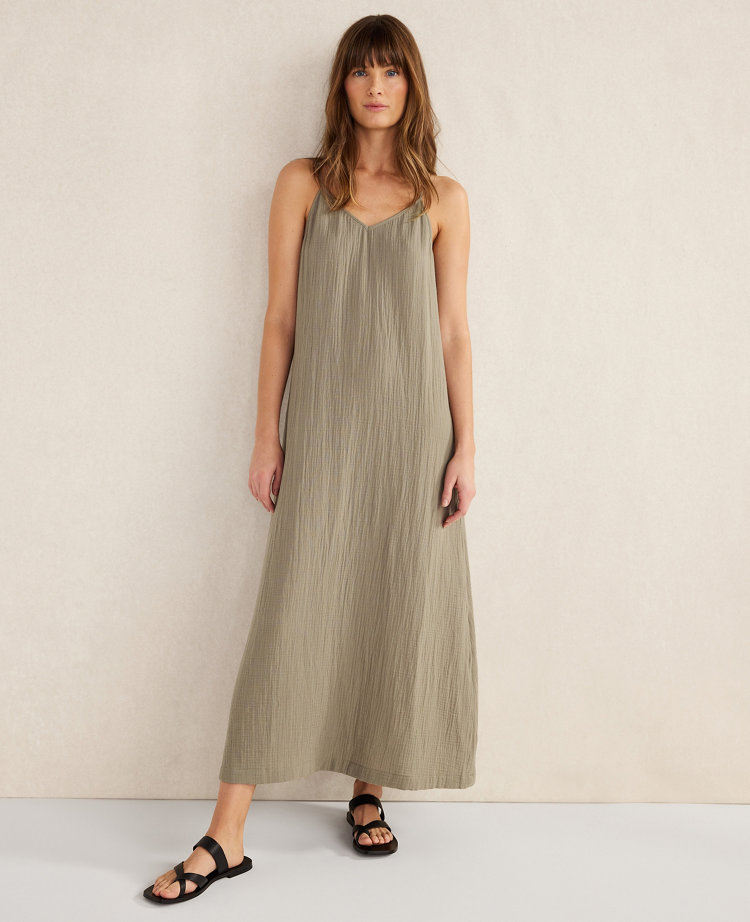 Haven Well Within Organic Cotton Gauze V-Neck Midi Dress