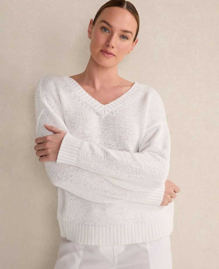 Haven Well Within Organic Cotton Flat Tape V-Neck Sweater