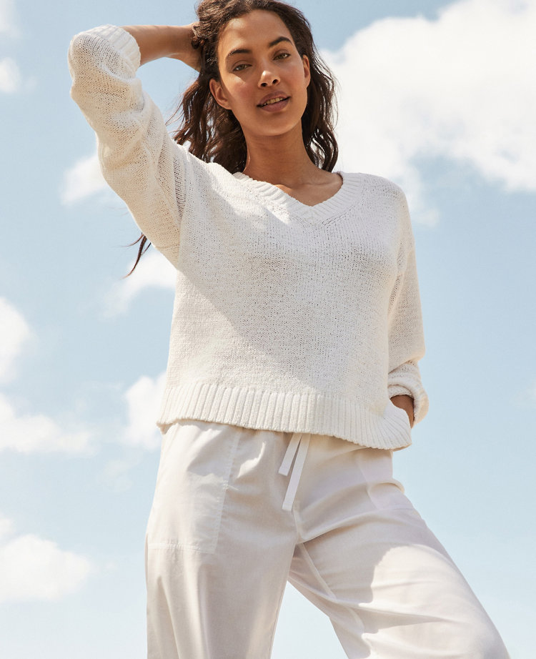 Haven Well Within Organic Cotton Flat Tape V-Neck Sweater