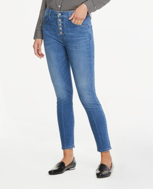 button front skinny jeans