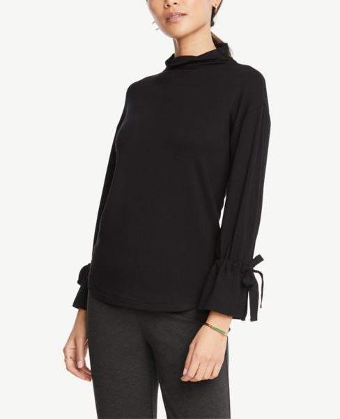 Download Tie Cuff Mock Neck Top