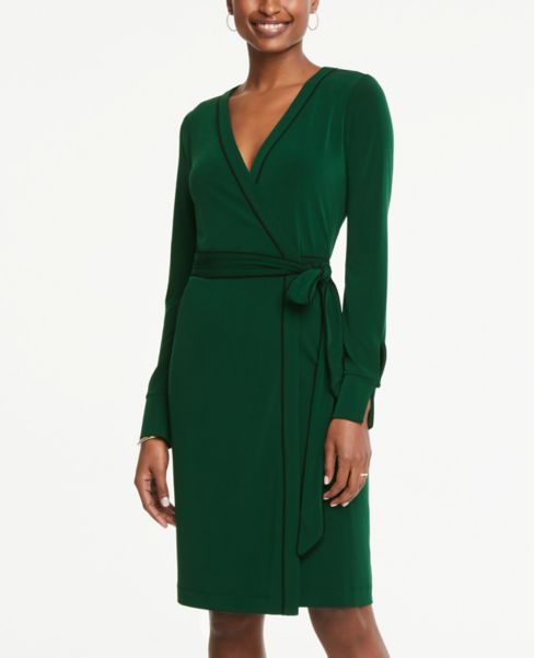 ann taylor green wrap dress