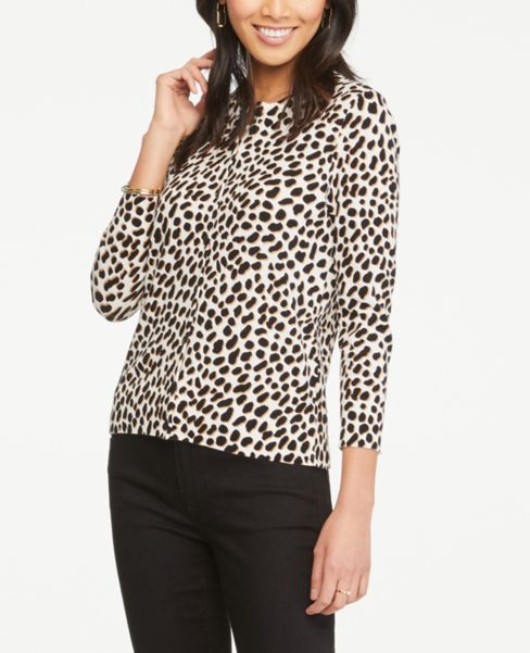 animal print crew neck sweater