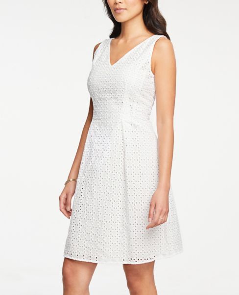 ann taylor navy eyelet dress