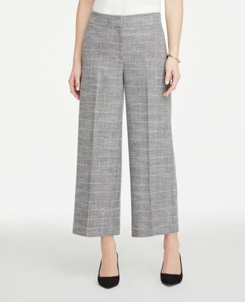plaid wide leg cropped pants