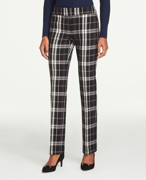 Petite Modern Plaid Straight Leg Pants