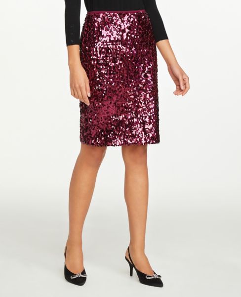 maroon sequin skirt