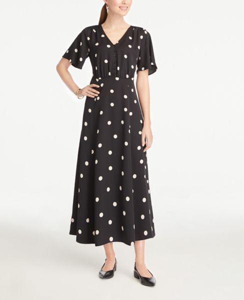 dotted midi dress