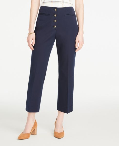 Image of Ann Taylor Factory Button Front Slim Wide-Leg Pants