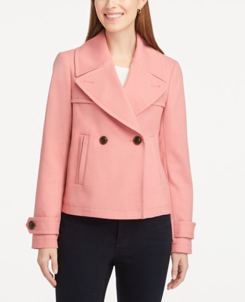 pink short trench coat