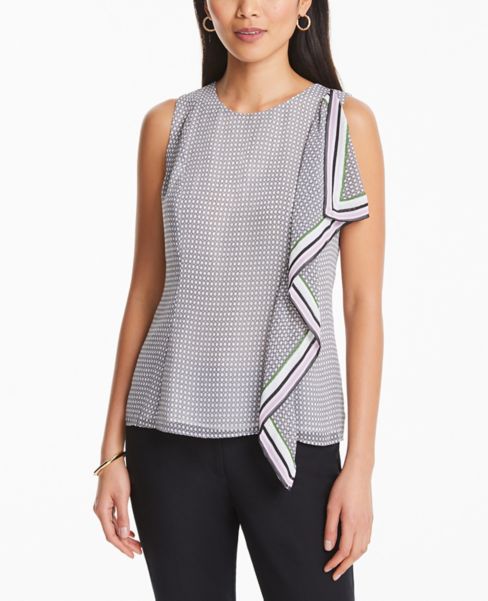 Image of Ann Taylor Factory Geo Ruffle Shell Top