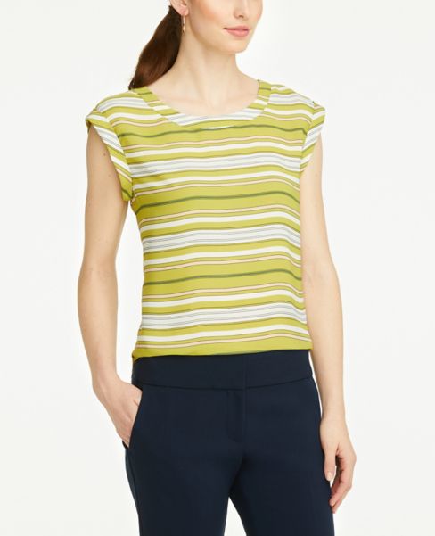 Image of Ann Taylor Factory Striped Cap Sleeve Top