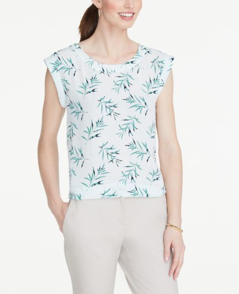 Image of Ann Taylor Factory Leafed Cap Sleeve Top