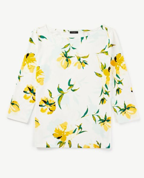 Image of Ann Taylor Factory Floral Boatneck Top