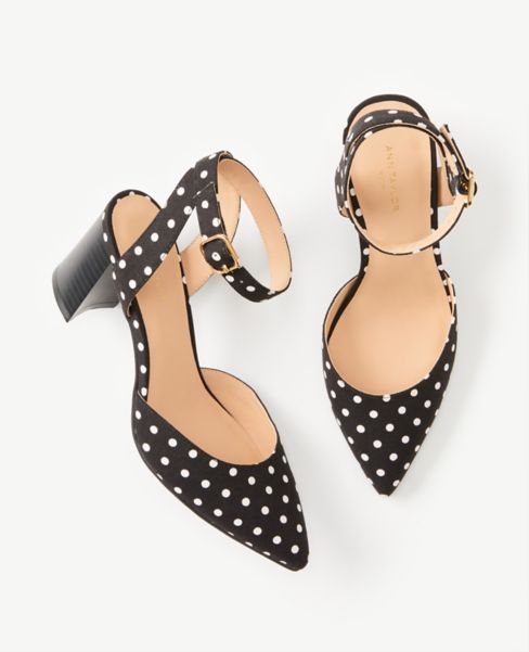 polka dot block heels