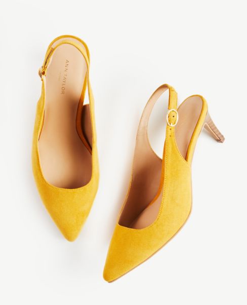 yellow slingback kitten heels