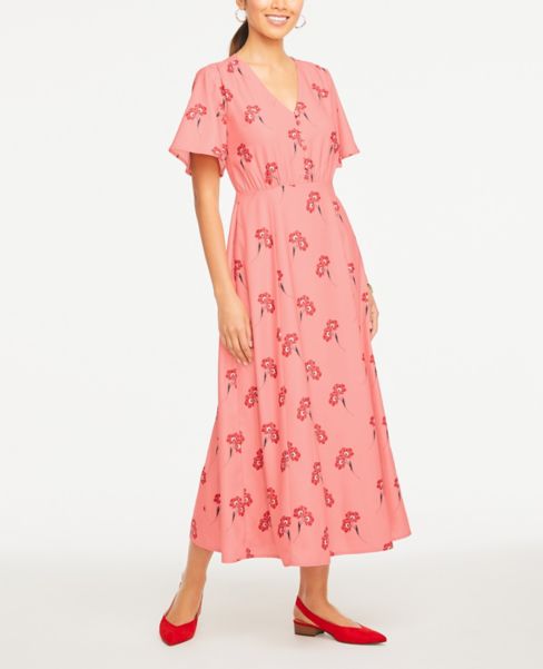 floral button midi dress