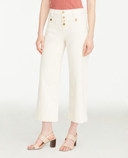 button front wide leg jeans