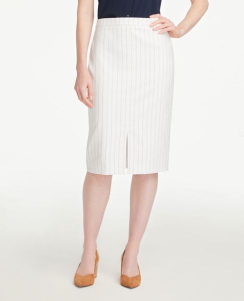 Image of Ann Taylor Factory Pinstriped Front Slit Pencil Skirt