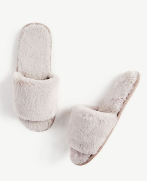 furry slide on slippers