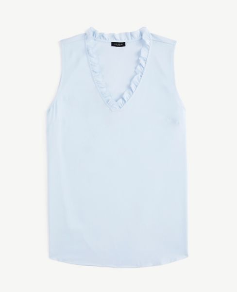 Image of Ann Taylor Factory Ruffle V-Neck Shell Top