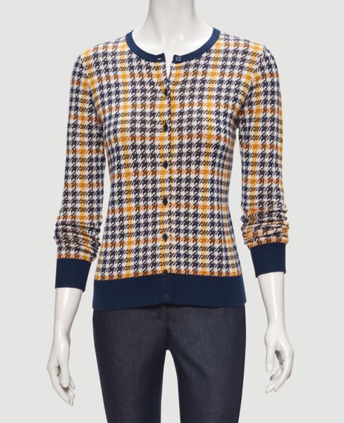 houndstooth cardigan sweater