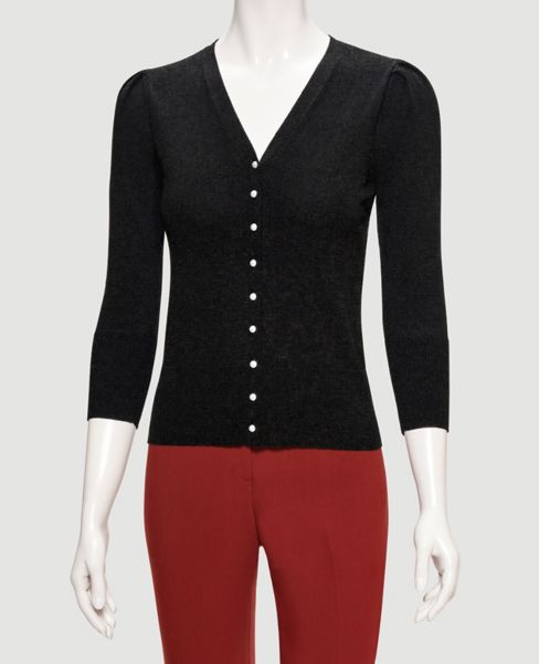 Image of Ann Taylor Factory Pearlized Button V-Neck Cardigan