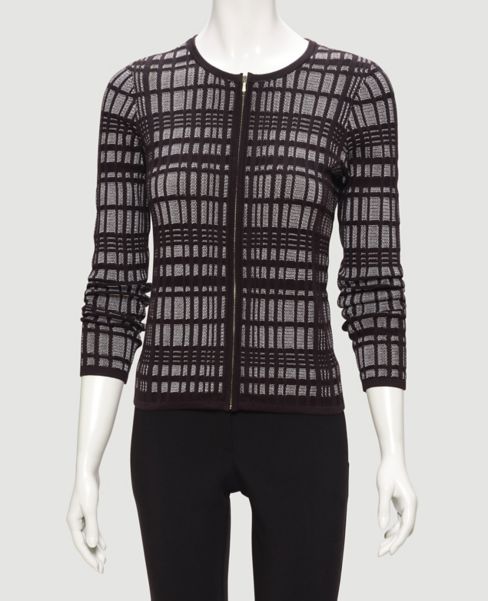Image of Ann Taylor Factory Plaid Zip Cardigan