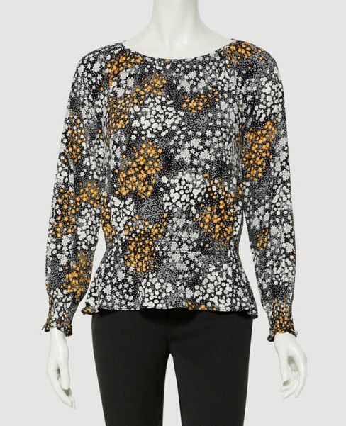 Image of Ann Taylor Factory Botanical Smocked Peplum Top