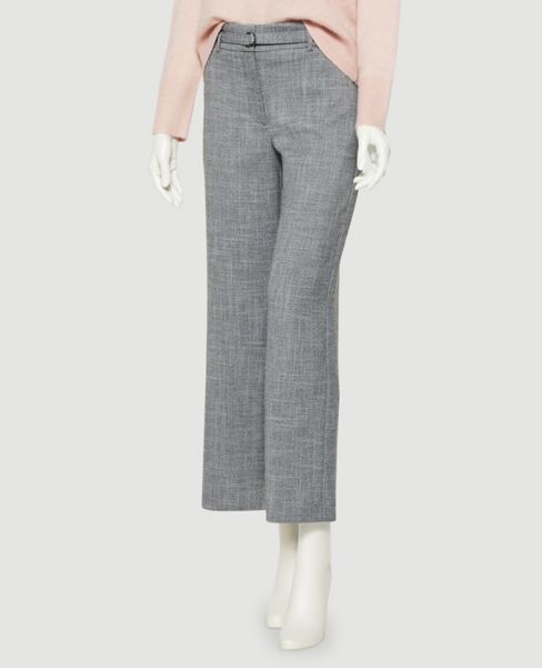Image of Ann Taylor Factory Crosshatch Belted Slim Wide Leg Crop Pants