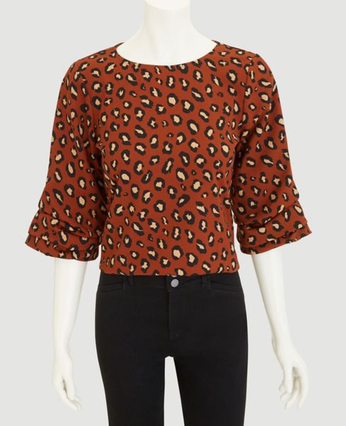 Image of Ann Taylor Factory Animal Print Draped Sleeve Top